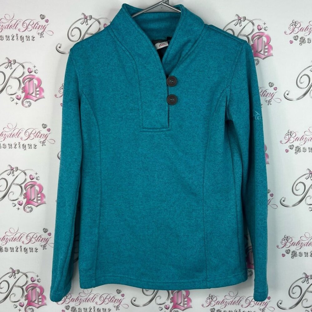 Mckinley sweater buttons Elegant Teal Women's Sweatshirt with Button Accents